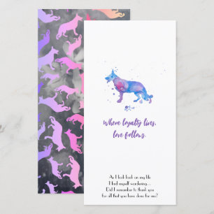 Deutscher Schäferhund schwarze Silhouette Dankeskarte