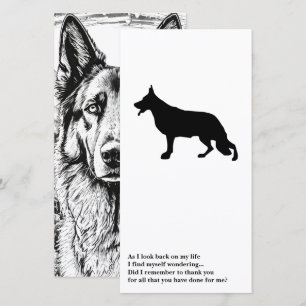 Deutscher Schäferhund schwarze Silhouette Dankeskarte