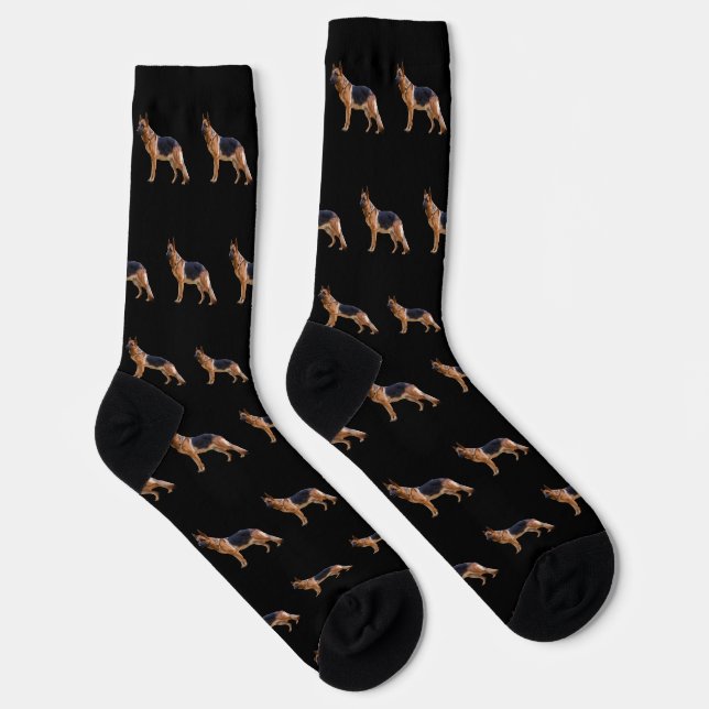 Deutscher Schäferhund schwarzer Hintergrund Socken (Rechts)