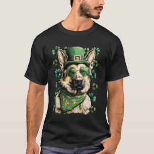Deutscher Schäferhund Shamrocks Herzen Sonnenbrill T-Shirt