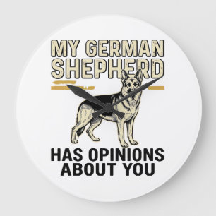 Deutscher Schäferhund-Shirt Lustige Vintage-Prägun Große Wanduhr