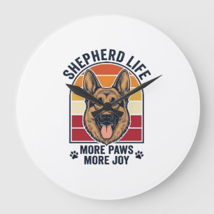 Deutscher Schäferhund-Shirt Retro-Gravur Hunde-Lie Große Wanduhr
