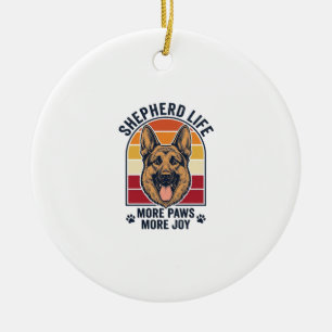 Deutscher Schäferhund-Shirt Retro-Gravur Hunde-Lie Keramik Ornament