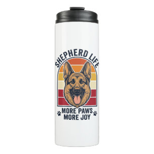 Deutscher Schäferhund-Shirt Retro-Gravur Hunde-Lie Thermosbecher