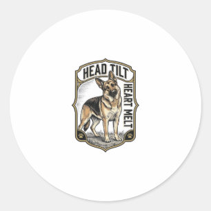 Deutscher Schäferhund-Shirt Vintage-Gravur Kopfnei Runder Aufkleber