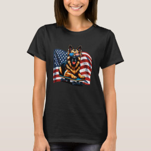 Deutscher Schäferhund Skateboarding Amerikanische T-Shirt