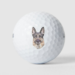 Deutscher Schäferhund Sketched Dog Art Golfball