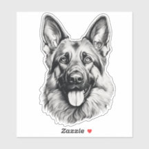 Deutscher Schäferhund-Skizzen-Portrait-Aufkleber