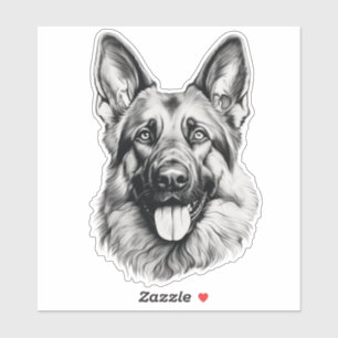 Deutscher Schäferhund-Skizzen-Portrait-Aufkleber Aufkleber