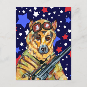 DEUTSCHER SCHÄFERHUND SOLDAT POSTKARTE