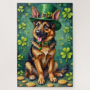 Deutscher Schäferhund St. Patrick’s Day Glückliche