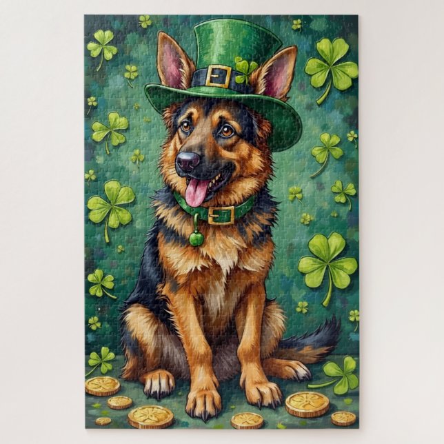 Deutscher Schäferhund St. Patrick’s Day Glückliche (Vertikal)