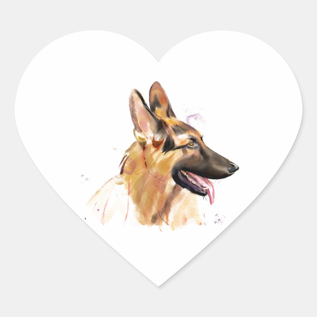 Deutscher Schäferhund Sticker Kunst (Vorderseite)