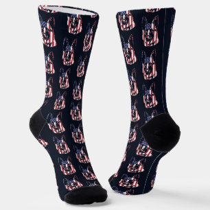 Deutscher Schäferhund Stil Hund USA-Flagge Socken