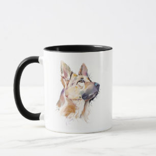 Deutscher Schäferhund Tasse, Wasserfarbe GSD Hund  Tasse