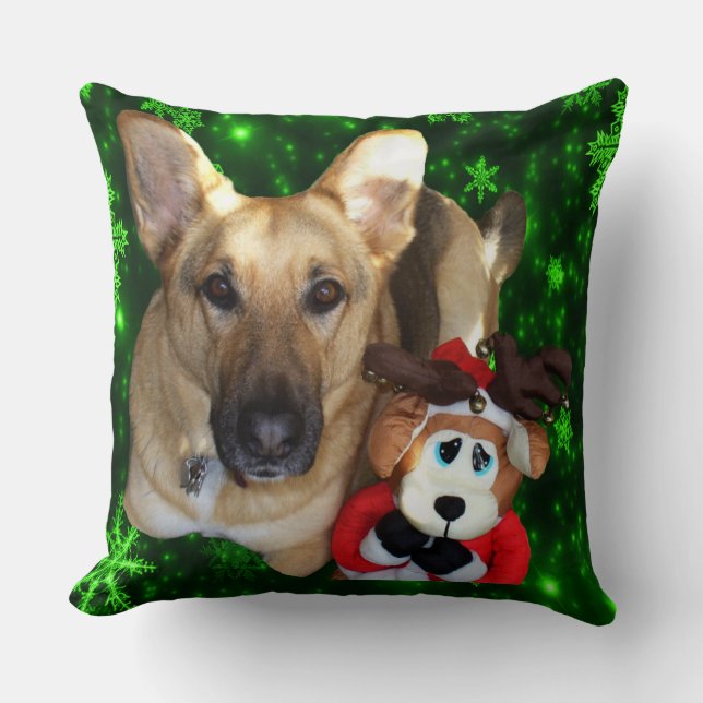 Deutscher Schäferhund, Toyotter, grüne Schneeflock Kissen (Vorderseite)
