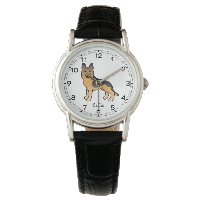 Deutscher Schäferhund und Individuelle Name Armbanduhr (Vorderseite)