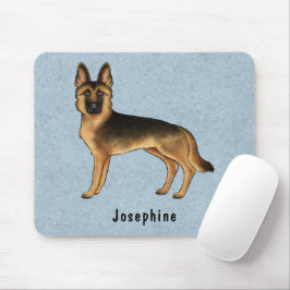 Deutscher Schäferhund und Individuelle Name blau Mousepad