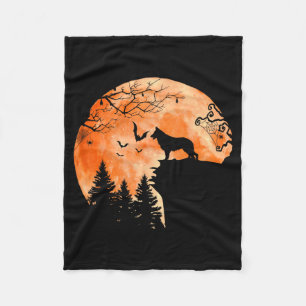 Deutscher Schäferhund und Mond Silhouette Hunde Li Fleecedecke