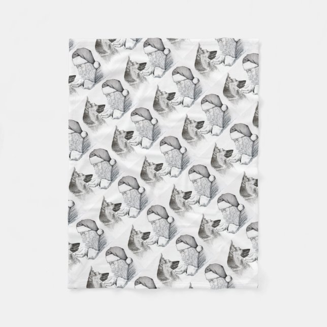 Deutscher Schäferhund und Weihnachtsmann Fleecedecke (Vorderseite)