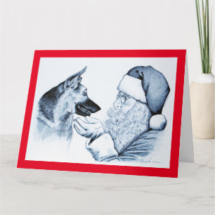 Deutscher Schäferhund und Weihnachtsmann Karte