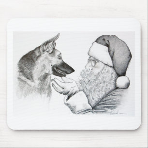 Deutscher Schäferhund und Weihnachtsmann Mousepad