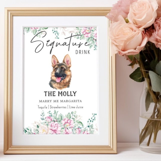 Deutscher Schäferhund Unterschrift Drink Zeichen Poster (Von Creator hochgeladen)