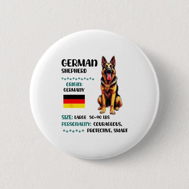 Deutscher Schäferhund Ursprung Lustiger Deutscher  Button (Vorderseite)