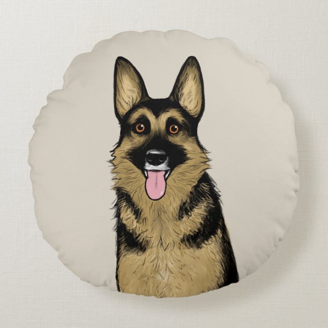 Deutscher Schäferhund | Ursprüngliche Tierart Rundes Kissen (Vorderseite)