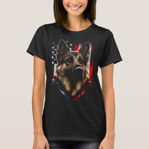 Deutscher Schäferhund US-Flagge USA T-Shirt