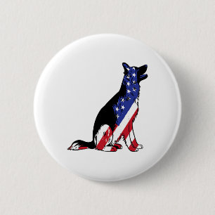 Deutscher Schäferhund Usa Flag Patriotischer Hund Button