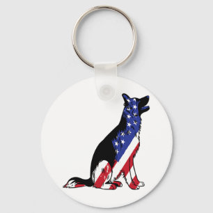 Deutscher Schäferhund Usa Flag Patriotischer Hund Schlüsselanhänger