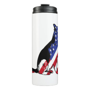 Deutscher Schäferhund Usa Flag Patriotischer Hund Thermosbecher