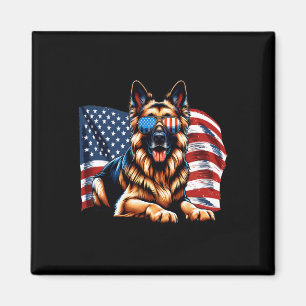 Deutscher Schäferhund Usa-Flagge Patriotische Sung Magnet