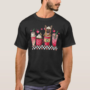 Deutscher Schäferhund Valentinstag Kaffee Herz Fra T-Shirt