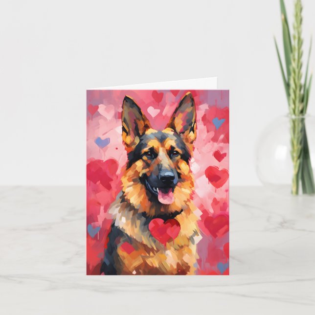 Deutscher Schäferhund-Valentinstag Karte (Vorderseite)