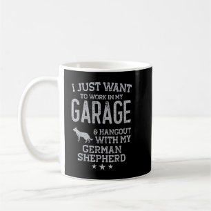 Deutscher Schäferhund Vater Autogarage Hangout Män Kaffeetasse