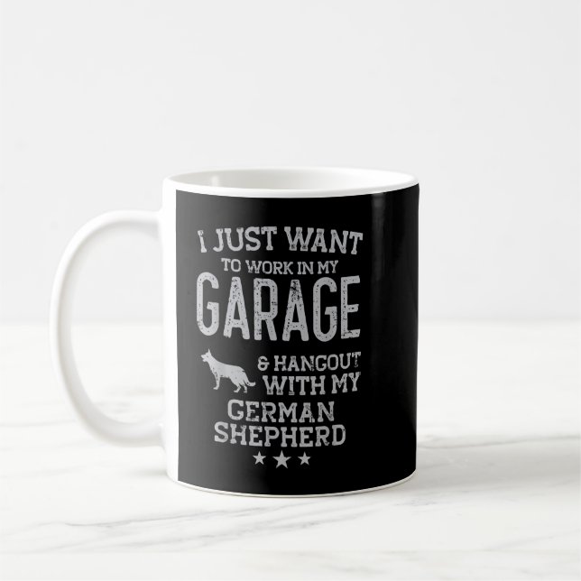 Deutscher Schäferhund Vater Autogarage Hangout Män Kaffeetasse (Links)