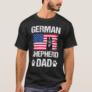 Deutscher Schäferhund-Vater mit amerikanischer Fla T-Shirt