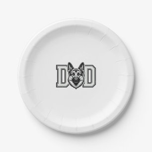 Deutscher Schäferhund-Vater Vintage-Vector-Shirt-D Pappteller