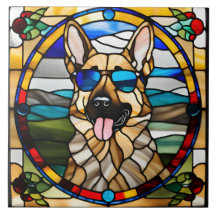 Deutscher Schäferhund verklebte Glasdekorationsfol