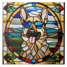 Deutscher Schäferhund verklebte Glasdekorationsfol Fliese