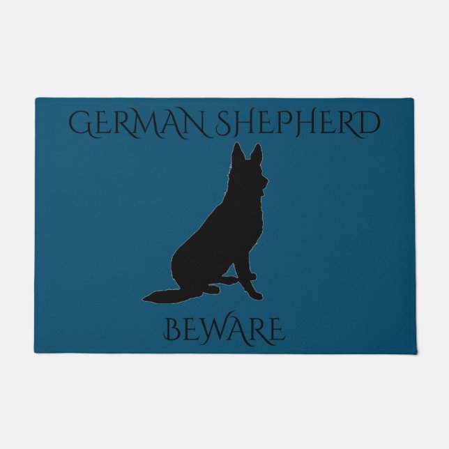 Deutscher Schäferhund vor der Tür! BEWAHREN. Fußmatte (Vorderseite)