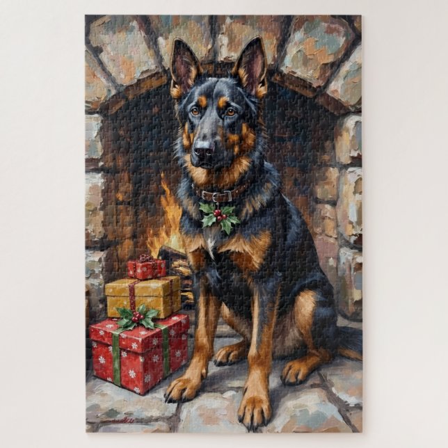 Deutscher Schäferhund Wächter der Weihnachtsgesche (Vertikal)