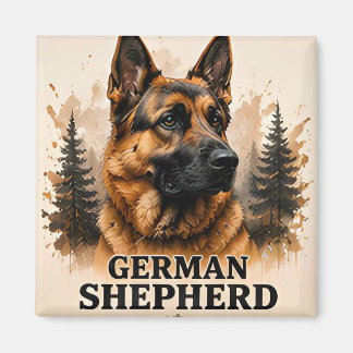 Deutscher Schäferhund-Wächterhund-Porträt-Kunstwer Magnet
