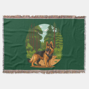 Deutscher Schäferhund Wald Abenteuer Hund  Decke