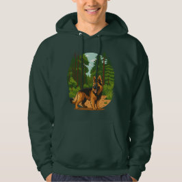 Deutscher Schäferhund Wald Abenteuer Hund Hoodie