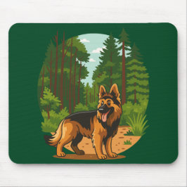 Deutscher Schäferhund Wald Abenteuer Hund Mousepad