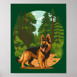 Deutscher Schäferhund Wald Abenteuer Hund Poster
