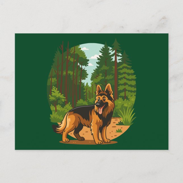 Deutscher Schäferhund Wald Abenteuer Hund  Postkarte (Vorderseite)